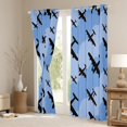 thumbnail image 5 of Airplane Curtains 42"x63" Set of 2 Panels Aircrafts Silhouette Window Curtains & Drapes Old Bomber Planes Blackout Curtains Blue Wave Stripes Darkening Curtains Aviation Themed Airplane Decor, 5 of 6