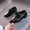 Black, variant on XUELUO Toddler Sneakers Children Leather Soft Leather Performance Lace Up British Style Embossed Shoes Daily-Wear