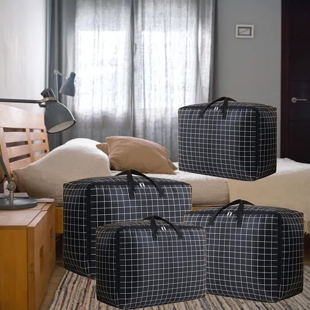 Bolsa de almacenamiento extra grande - Organizador impermeable de tejidos de 70x50x30cm para mantas, edredones y ropa con asas y cremalleras reforzadas
