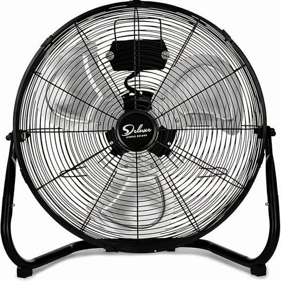 Simple Deluxe 20 Inch 3-Speed High Velocity Heavy Duty Metal Industrial Floor Fan For Warehouse, Workshop, Factory And Basement, Black, 1 Pack