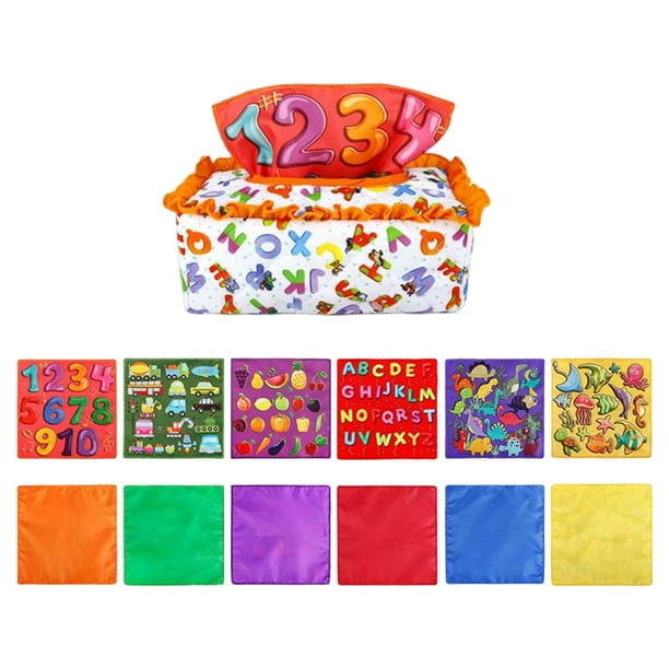 Jouet de Boîte de Tissu de Bébé, Jouets de Bébé 6 à 12 Mois Montessori  Jouets, Bébé Nouveau-Né Tout-Petits Boîte de Tissu de Jouets Sensoriels  pour les Jouets d'Apprentissage Précoce, Orange 