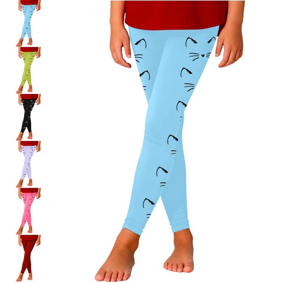 UJNDER Girls Stylish Printed High Waisted Athletic Casual Leggings Stretchy Pants for Play and Everyday Fashion Girls Leggings,Blue,11-12 Years