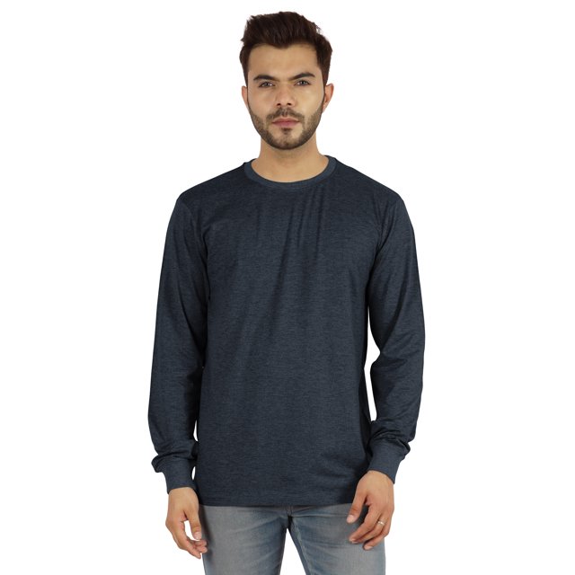 Inkmeso T-shirt à Manches Longues en Coton pour Hommes, Col Rond Basique