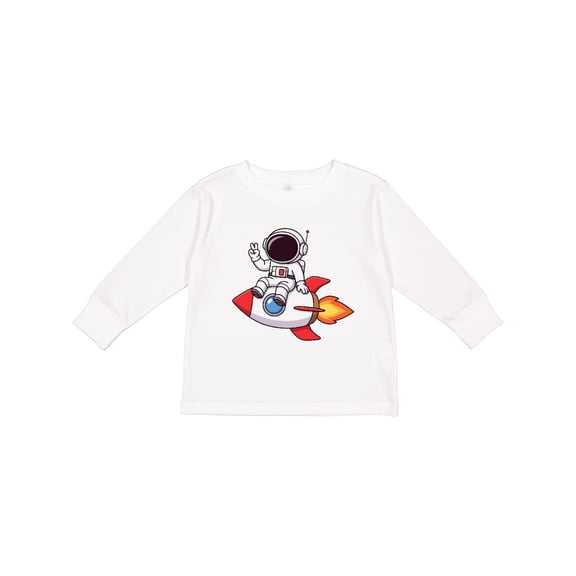 Inktastic Rocket Ship Astronaut Boys Long Sleeve Toddler T-Shirt
