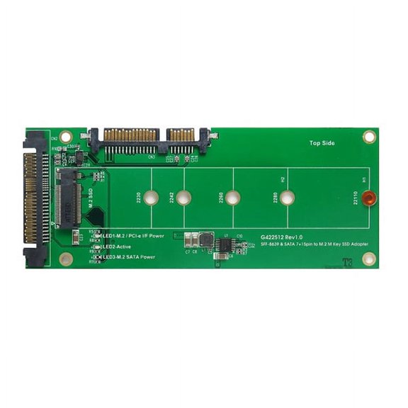 U.2 (SFF-8639) and SATA 7 15 Pin to M.2 SSD Adapter up to 110 mm Size