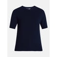 thumbnail image 6 of Time and Tru Women's Crewneck Sweater with Short Sleeves, Lightweight, Sizes XS-XXXL, 6 of 6
