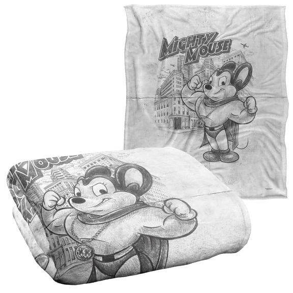Mighty Mouse Sketch Officially Licensed Silky Touch Super Soft Throw Blanket 50' x 60'