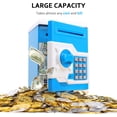 thumbnail image 4 of ATM Piggy Bank for Boys Girls, Mini ATM Coin Bank Money Saving Box with Password, Kids Safe Money Jar for Adults with Auto Grab Bill Slot, Great Gift Toy Bank for Kids(Blue White), 4 of 4