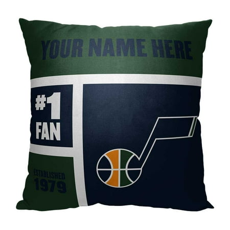 The Northwest 1NBA-69501-0027-RET 18 x 18 in. NBA Utah Jazz Colorblock Personalized Throw Pillow