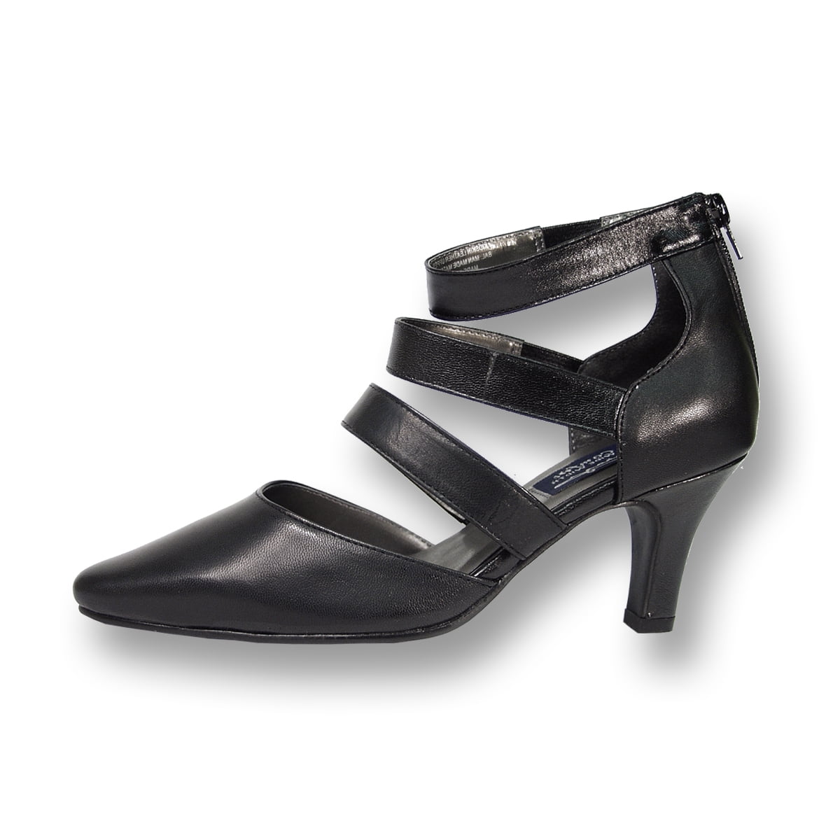 PEERAGE Lola Women's Wide Width Leather Dress Pump BLACK 6
