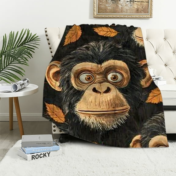 Autua Cute Monkey Blanket Gifts for Adults Kids Soft Warm Lightweight Cozy Animal Throw Blankets for Bed Sofa Couch Living Room Decor  40x50in