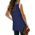 thumbnail image 4 of Women's Lace Tank Tops V Neck Sleeveless Summer Casual T Shirts Tunic Side Split Loose, 4 of 5