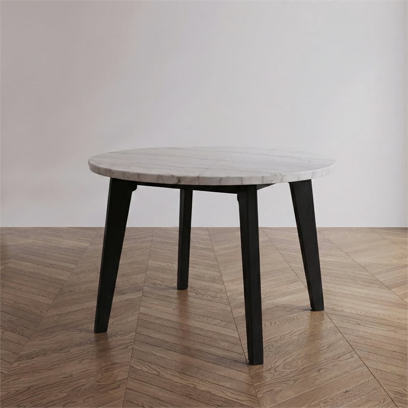 Furniture of America Dorth 45" Round Indoor Dining Table, Black and White