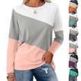 thumbnail image 4 of Sudadera Manga Larga Empalme De 3 Colores Cuello Redondo Casual Lindo Sudadera Con Capucha Para Primavera Otoño Invierno Blanco Gris Rosa S, 4 of 6