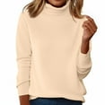 thumbnail image 2 of Cozy Sweaters For Women Turtleneck Long Sleeve Pullover Knitted Pullover Warm Tops Fall Winter Clothes Beige XL, 2 of 6