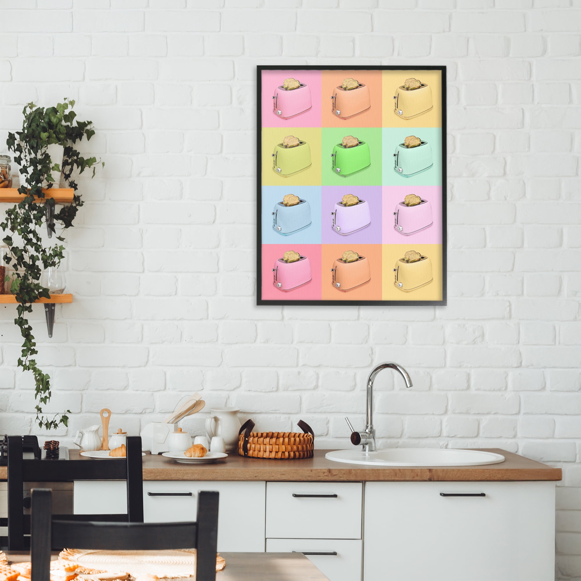 Stupell Industries Golden Disco Toaster Collage Black Framed Giclee Art, design by LISH Creative
