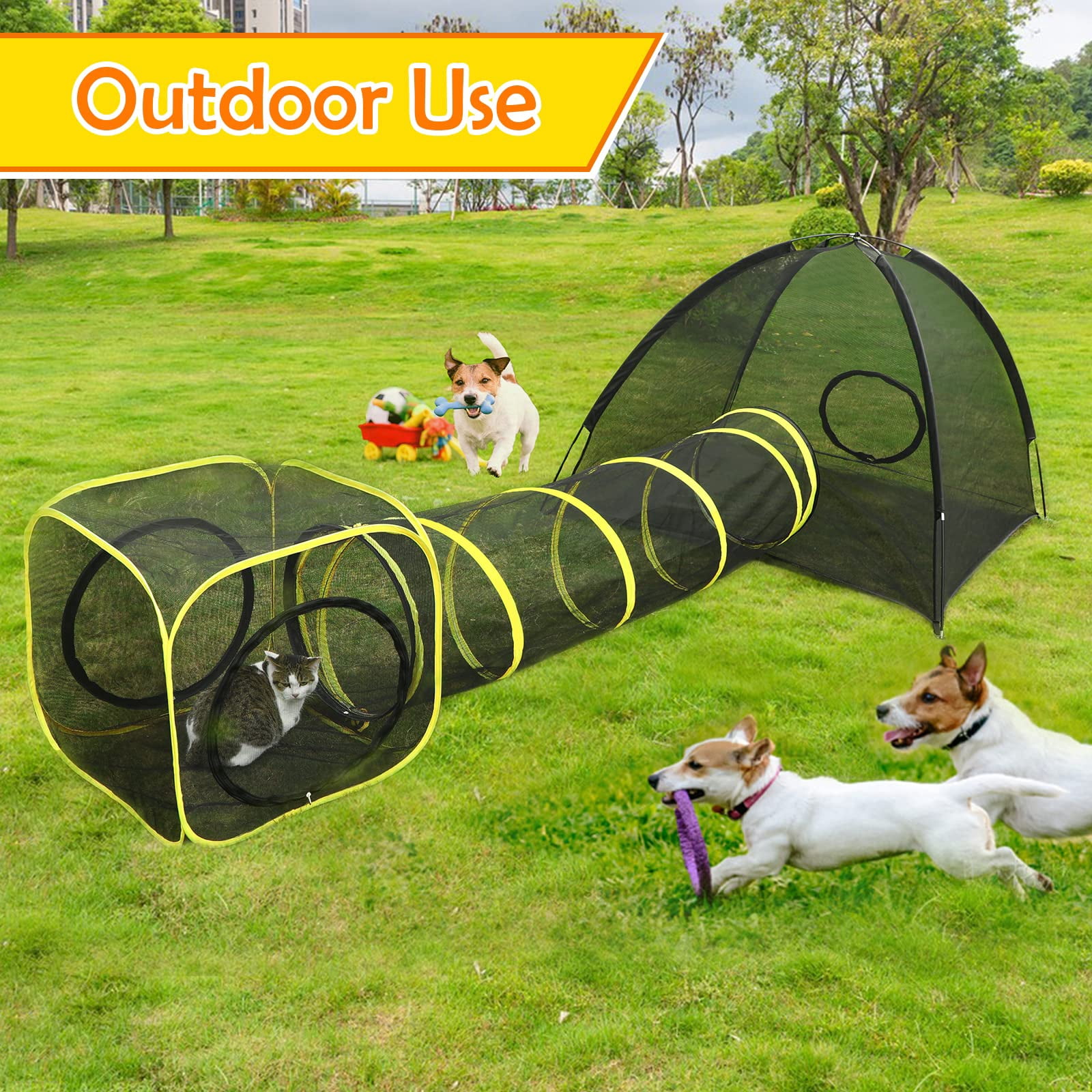 Outdoor Cat Enclosures For Indoor  Portable Mesh Tent Pet Tunnel Playhouse With Adjustable Harness And Leash Walking Colorful Tease Ball Small Animals