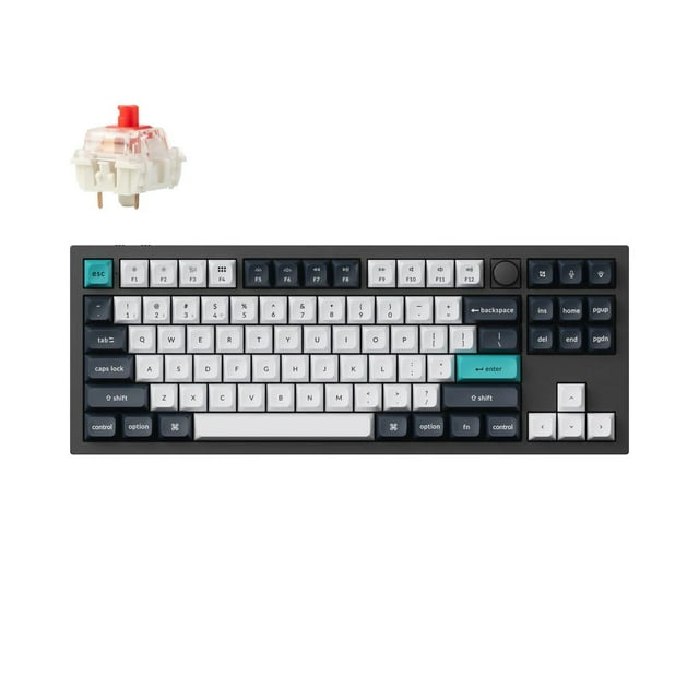 Keychron Q3 Max Hot-swappable RGB Mechanical Keyboard 2.4 GHz & Bluetooth Jupiter Red Switch Aluminum Frame TKL Layout (87 Keys) for Windows Mac OS, Carbon Black (Q3M-M1)