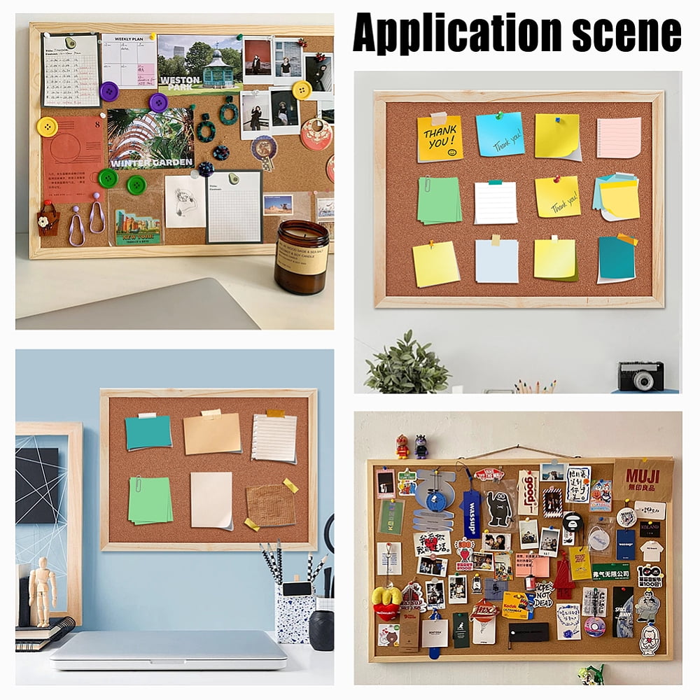 4Pcs Rectangle Cork Bulletin Board Message Board for Home Office School with Zinc Alloy Hook Hangers Tan 400x300x14mm for making