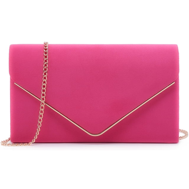 Bolso de mano de noche Dasein Velvet con correa de cadena rosa