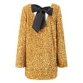 thumbnail image 4 of YMNXA Women's Dress Long Sleeve Round Neck Solid Color Sequins Bow Design Elegant Comfortable Dresses For Daily Wear And Party Gold Xl, 4 of 6
