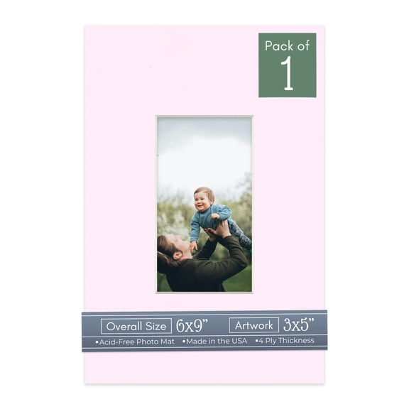 Hollyhock Pink Picture Frame Mat for 6x9 Frames - Fits 3x5 Photos - 1 Mat