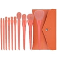 thumbnail image 1 of Paquete de 10 brochas de maquillaje Qarigey de belleza facial con mango largo Naranja, 1 of 6