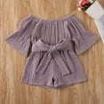 thumbnail image 2 of Toddler Baby Girl Clothes Off-Shoulder Romper Flare Sleeve Overall Jumpsuit Summer Outfits, 2 of 4