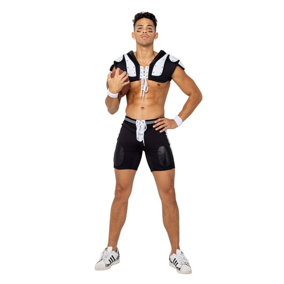 Roma Costume 6193 - 3PC Mens Football Touchdown Hunk, Black/White, Large