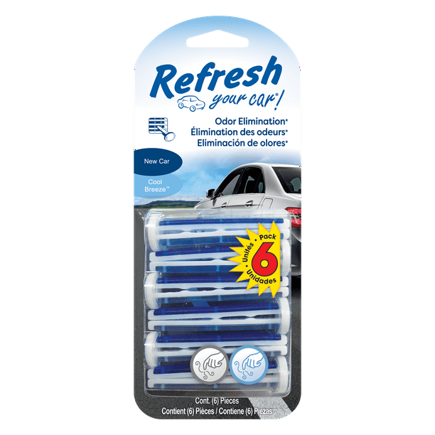 Refresh Your Car! Air Freshener, New Car/Cool Breeze, 6
