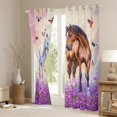thumbnail image 2 of Erosebridal Rideaux Kawaii pour Salon, Fleur Violette 30 %-50 % Rideaux Occultants Ensemble de 2 (42x63), Décor Animal de Dessin Animé Rêveur, 2 of 5