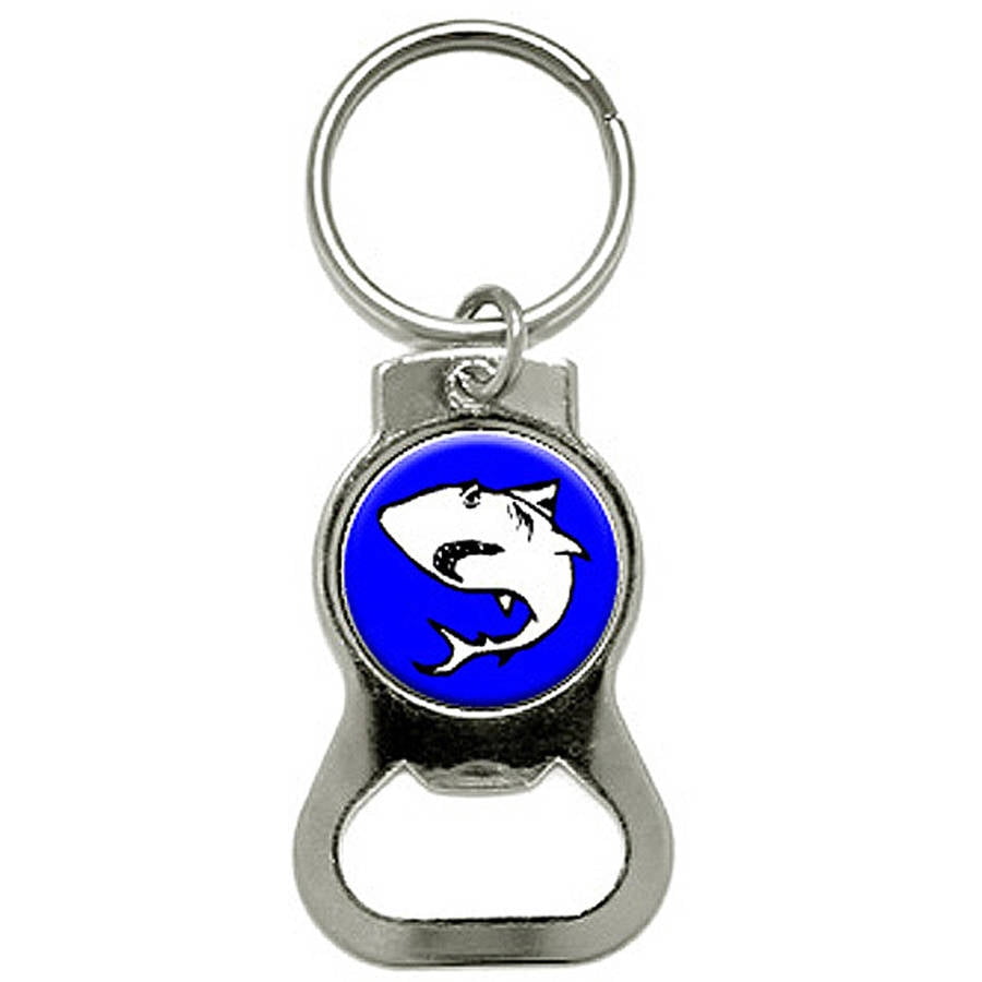 Shark Bottle Cap Opener Keychain Ring