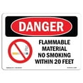 thumbnail image 1 of SignMission OS-DS-A-1218-L-1248 12 x 18 Po Signe de Danger OSHA - Matériau Inflammable Ne Pas Fumer dans les 20 Pieds, 1 of 1