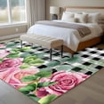 thumbnail image 4 of 5'x8' Area Rugs, Spring Pink Roses Indoor Outdoor Area Rug for Living Room Bedroom, Pastoral Eucalyptus Black White Plaid Washable Bathroom Rugs Kitchen Floor Carpet Mats Home Decor Aesthetic, 4 of 8