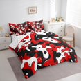 thumbnail image 3 of Feelyou Teens Camouflage Twin Bedding Sets 7-Piece, Black Red Camo Bedding Comforter Set, Chic Artwork Abstract Reversible Sheet Sets, Luxury Bedroom Decor, 3 of 7