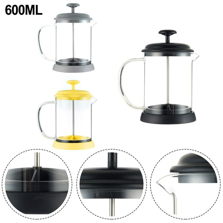 French Press Coffee & Tea Maker, Large Capacity 304 Stainless Steel  Multifunction Glass Coffee Pot, Domestic Tea Syringe Teapot Maker, Coffee  Filter Tea Brewing Set Coffee Filter Cup Method Press, Black,, 