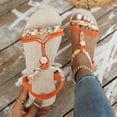 thumbnail image 6 of Rukui 2025 Casual Bohemian Beach Sandals Orthopedic Wedge for Women Ankle Strap Flip Flops Open Toe Jeweled Flat Sandals, 6 of 9