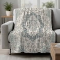 thumbnail image 2 of Beige Boho Floral Blanket Soft Cozy Warm Throw Blanket for Couch, Plush Fuzzy Flannel Fleece Blankets for Sofa, Medieval Vintage Ethnic Flower Abstract Bed Blankets Lightweight Gifts for Men, 40"x60", 2 of 9