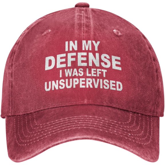 in My Defense I was Left for Unsupervised Cowboy Hat Men Vintage Baseball Cap Women Trucker Hat Dad Hat Sun Hat Black