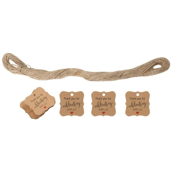 100 Pcs Thank You for Celebrating with Us Tags Kraft Paper Gift Wrap Tags with Natural y9970