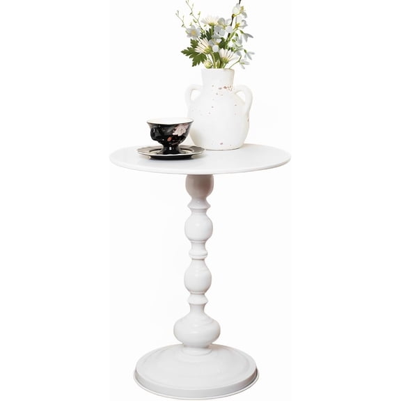 CozyNestFinds Side Table - 13.8" Round Small Accent Table with Metal Base, Multifunctional Vintage Coffee Table for Living Room, Bedroom, Office & Patio - Elegant Matte-Finished End Tables