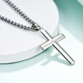 thumbnail image 3 of Silver Cross Necklace for Men, 925 Sterling Silver Cross Pendant Necklace with Stainless Steel Chain, 3 of 8