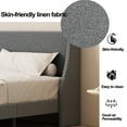 thumbnail image 3 of King Size Queen Size Upholstered Platform Bed with Headboard, Linen Fabric Deluxe Wingback Headboard, Wooden Bed Frame/Mattress Foundation with Slats Support, No Box Spring Needed, Light gray, 3 of 9