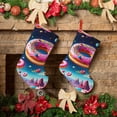 thumbnail image 5 of Lsque 18 Inches Starry Sky Colorful Donut Pattern Christmas Stockings Hanging Ornaments,Knitted Xmas Fireplace Hanging Stocking,Holiday Decoration, 5 of 7