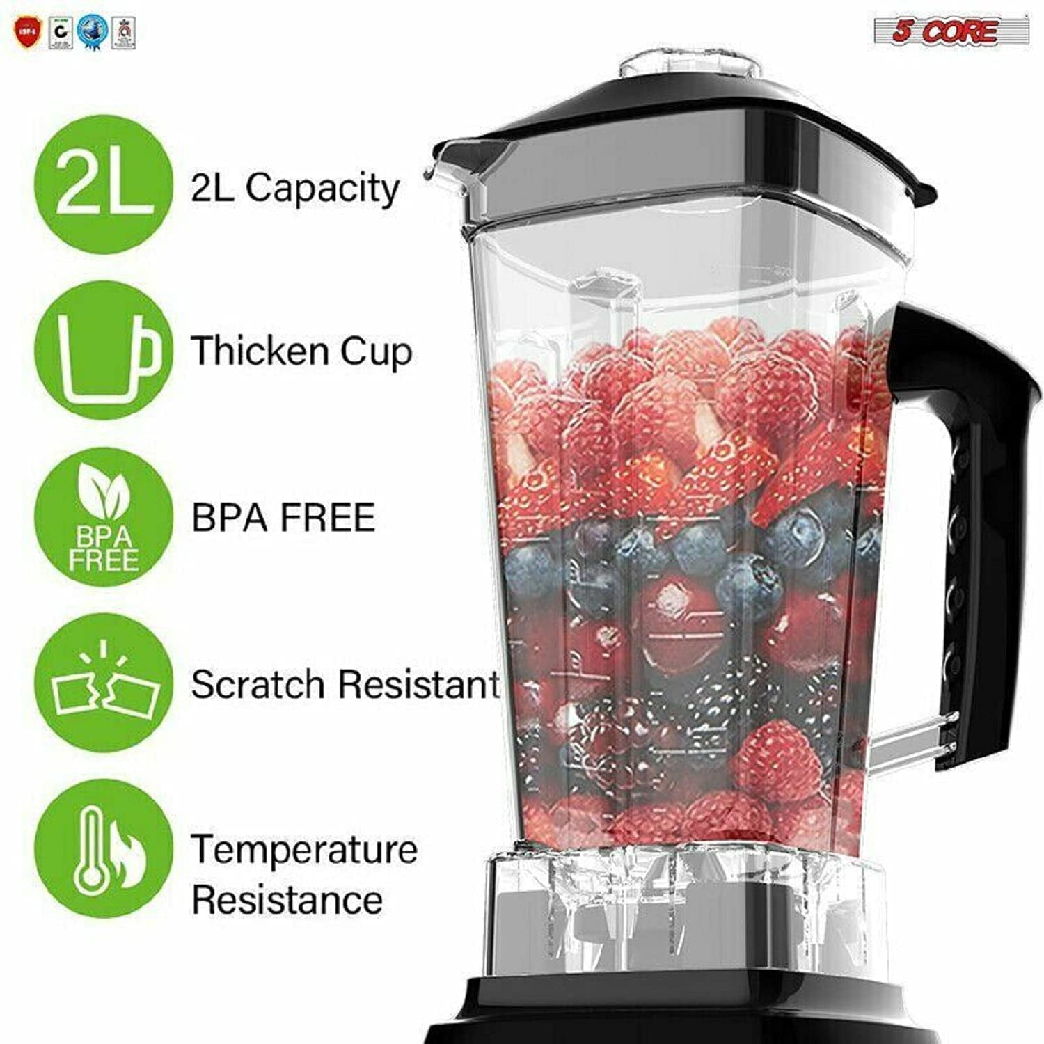 2000W Stationary Blender Heavy Duty Commercial Mixer Ice Smoothies  Appliances for Kitchen Professional High Power Food Processor