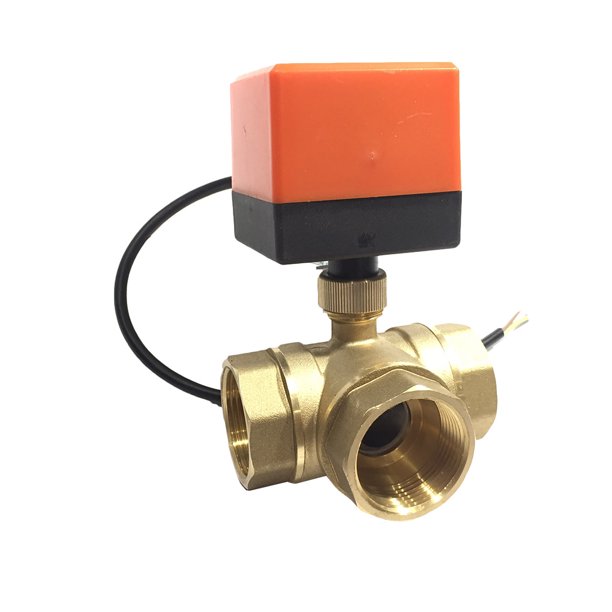 sweethay Válvula de bola eléctrica de 3 hilos y 2 vías Válvula de bola eléctrica motorizada con rosca de latón DC24V Jardín y Patio No.05 sweethay WJ3018-05