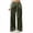 Army Green, variant on Womens Casual Loose Satin Pants Elastic Waist Straight Wide Leg Street Travel Pants with Pockets