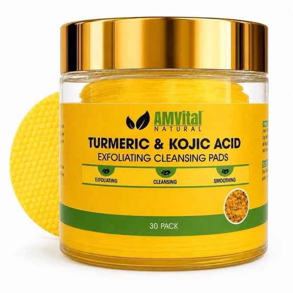 AMVital Kojic Acid Turmeric Cleansing Face Pads - 30 Pack