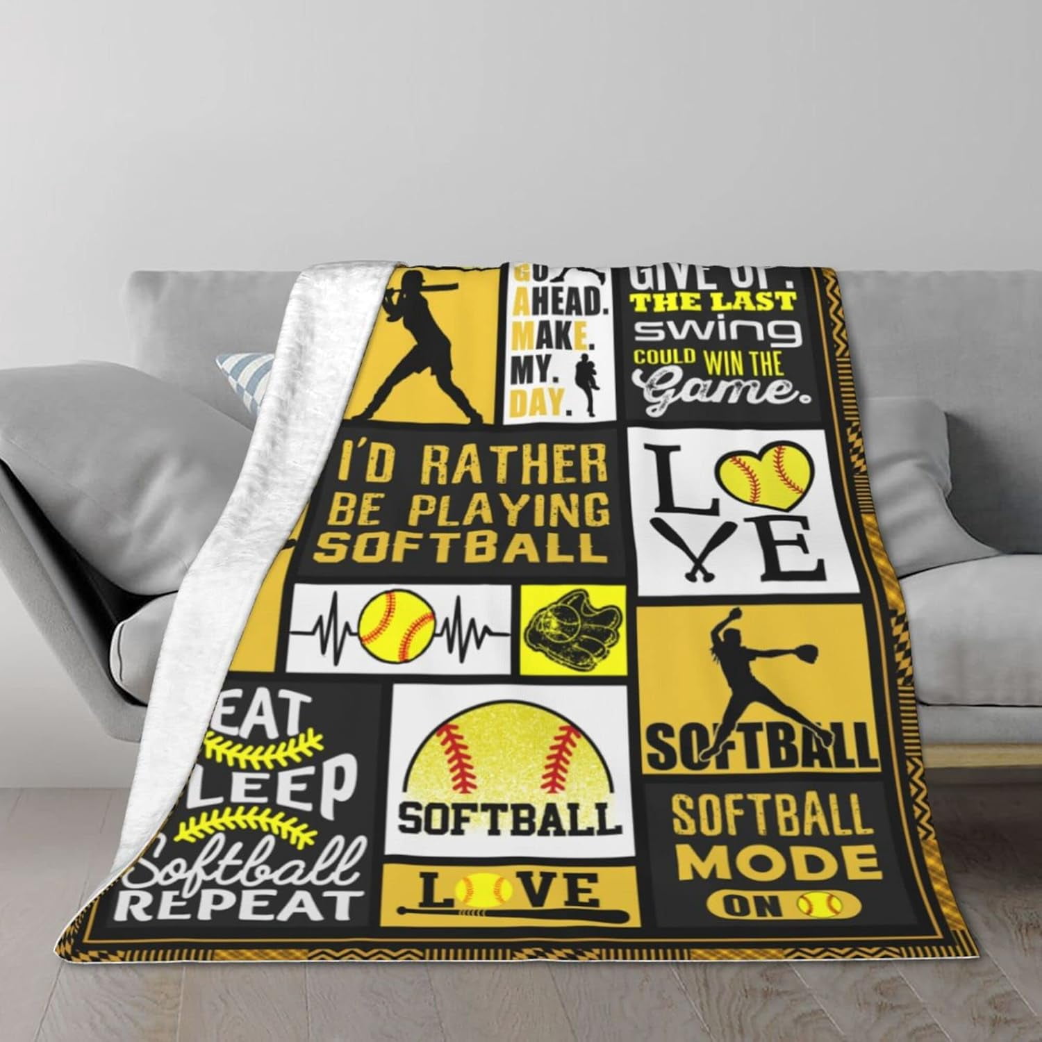 Softball Blanket 50"x60" Softball Gift Blanket Super Soft Warm and Comfortable Throw Blanket for Fall Winter Spring All Season