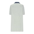 thumbnail image 4 of Camisas de Cuello en V de Manga Corta para Mujeres Vestido de Túnica de Rayas con Botón de Verano con Bolsillos, 95% Poliéster 5% Spandex para Diario Y Fiesta, 4 of 8